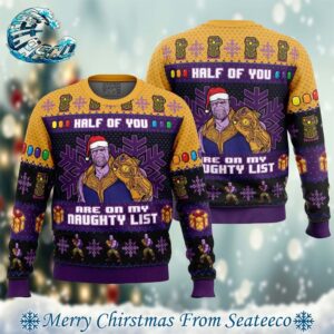 Half Of You Are On The Naughty List Thanos Marvel Xmas Gift For Family Ugly Christmas Sweater