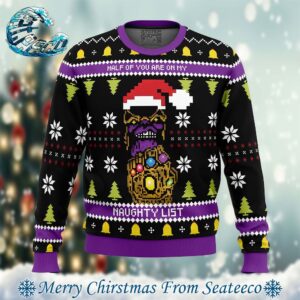 Half of you are on my NAUGHTY List Thanos Marvel Knitted Best Ugly Christmas Sweater