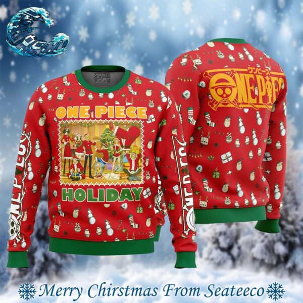 Happy Holidays One Piece Pirates 2024 Best Knitted Ugly Christmas Sweater