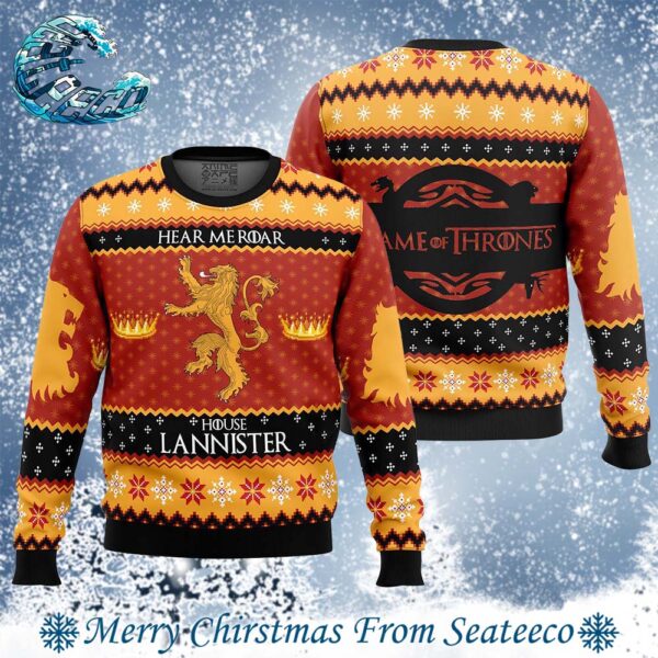 Hear Meroar House Lannister Game of Thrones 2024 Ugly Christmas Sweater Gift For Holiday