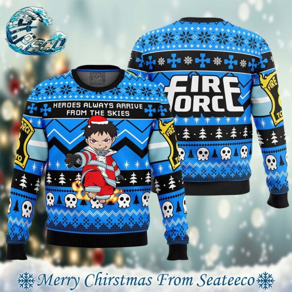 Heroes Always Arrive Fire Force Best Xmas Knitted Ugly Christmas Sweater Gift For Family