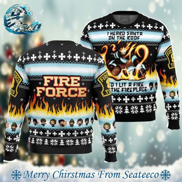 I Heard Santa On The Roof Fire Force Best Xmas Knitted Ugly Christmas Sweater Gift For Family