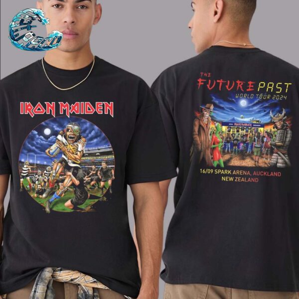 Iron Maiden Tee In Auckland New Zealand At Spark Arena On September 16th The Future Past World Tour 2024 Two Sides Print T-Shirt