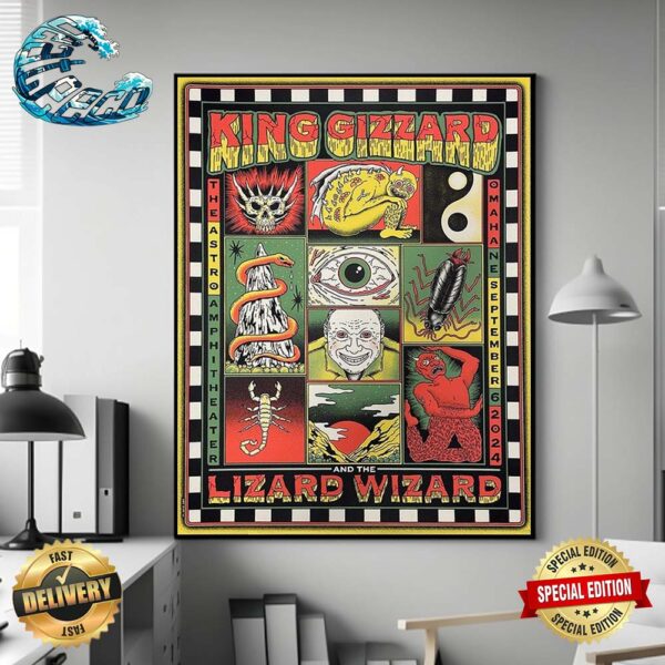 King Gizzard And The Lizard Wizard In Omaha NE At The Astro Amphitheater On September 6th 2024 Home Decor Poster Canvas