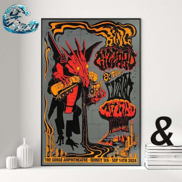 King Gizzard And The Lizard Wizard Poster For Tonight At The Gorge Amphitheatre In Quincy WA On September 14th 2024 Home Decor Poster Canvas