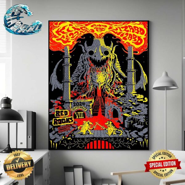 King Gizzard And The Lizard Wizard Poster Music For Morrison CO At Red Rocks Amphitheatre On September 8 2024 Poster Canvas