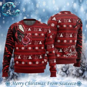 Let There Be Christmas Carnage Venom Marvel 2024 Best Knitted Ugly Christmas Sweater