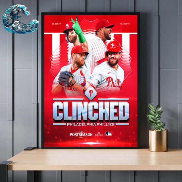 MLB Postseason 2024 Clinched Philadelphia Phillies Welcome Back To Red October Wall Decor Poster Canvas