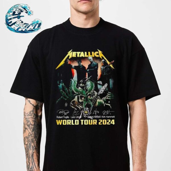 Metallica Band Photo With Signature M72 World Tour 2024 Classic T-Shirt