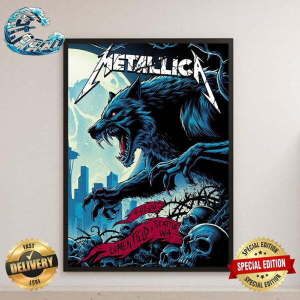 Metallica M72 Seattle Poster For Night 2 In Washington At Lumen Field On September 1 M72 North American Tour 2024 Poster Canvas