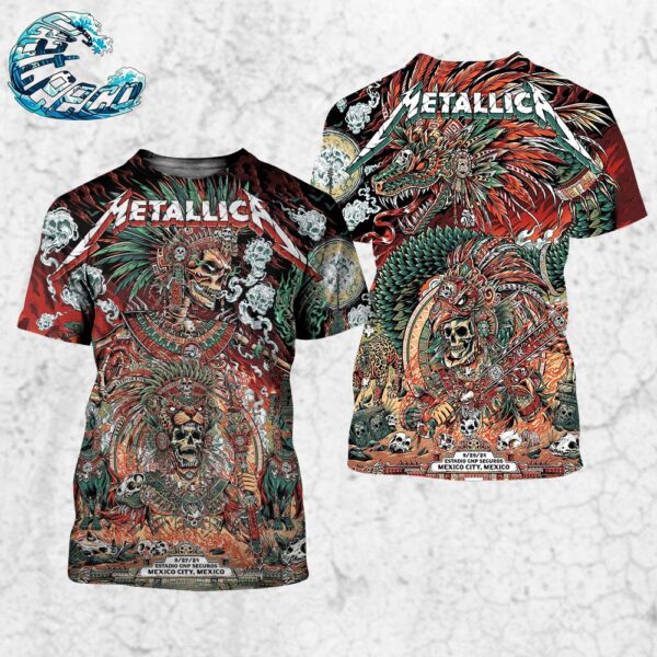 Metallica Mexico Full Show Combine Poster For Night 3 And 4 In Mexico City M72 CDMX At Estadio GNP Seguros On September 27th And 29th M72 North American Tour 2024 3D Shirt