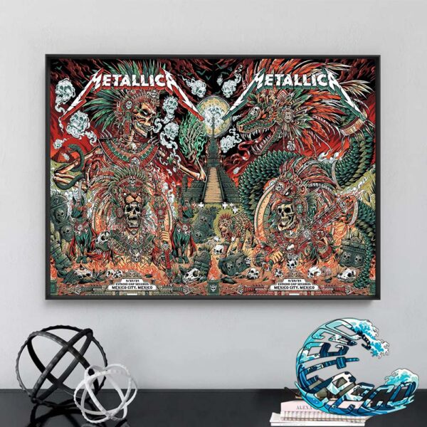 Metallica Mexico Full Show Combine Poster For Night 3 And 4 In Mexico City M72 CDMX At Estadio GNP Seguros On September 27th And 29th M72 North American Tour 2024 Poster Canvas