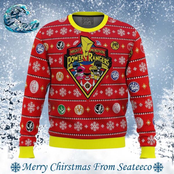 Mighty Morphin Power Rangers Best Knitted Ugly Christmas Sweater For Holiday