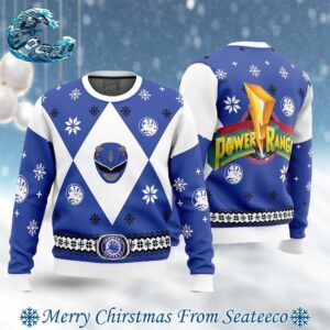 Mighty Morphin Power Rangers Blue Ugly Christmas Sweater Gift For Holiday 2024