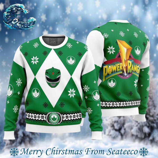 Mighty Morphin Power Rangers Green 2024 Best Knitted Ugly Christmas Sweater