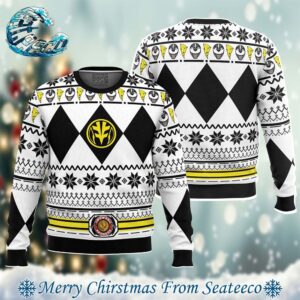 Mighty Morphin White Ranger Power Rangers Xmas Gift For Family Ugly Christmas Sweater