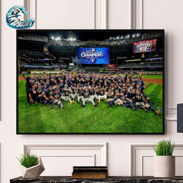 Milwaukee Brewers Team Photo Celebrations NL Central Division Champions 2024 Wall Decor Poster Canvas