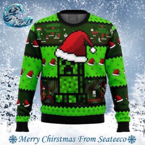 Minecraft Creepr Ugly Christmas Sweater Gift For Family 2024