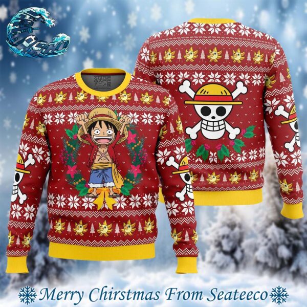 Monkey D Luffy Christmas One Piece Pirates Ugly Christmas Sweater Gift For Men And Women Holiday