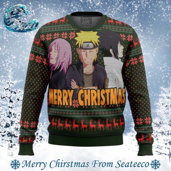 Naruto Squad 7 Merry Christmas Best Knitted Ugly Christmas Sweater For Holiday