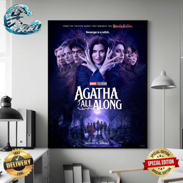 New Official Agatha All Along Poster Releasing On Disney+ On September 18 Home Decor Poster Canvas