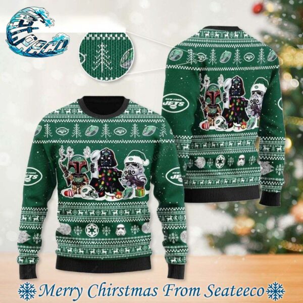 New York Jets NFL x Star Wars Holiday Gift Ugly Christmas Sweater