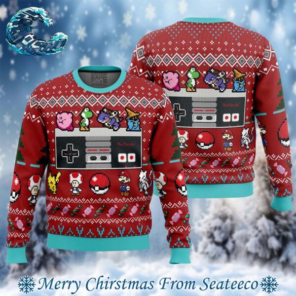 Nintendo Controller Ugly Christmas Sweater Gift For Holiday 2024