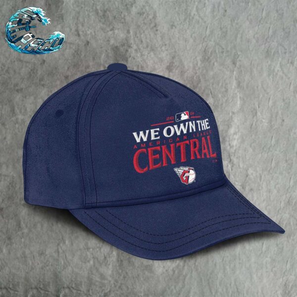 Official Cleveland Guardians We Own The AL Central Division Champions 2024 Locker Room Navy Classic Cap Snapback Hat