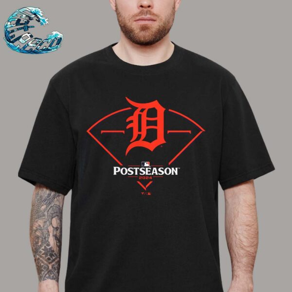 Official Detroit Tigers Black 2024 MLB Postseason Around The Horn Unisex T-Shirt