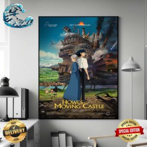 Official First Poster For The 20th Anniversary Of Howl’s Moving Castle The Film Will Be Re-Released In Theaters On September 26 Poster Canvas