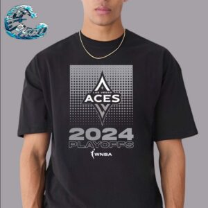 Official Las Vegas Aces 2024 WNBA Playoffs V-Neck Black Vintage T-Shirt