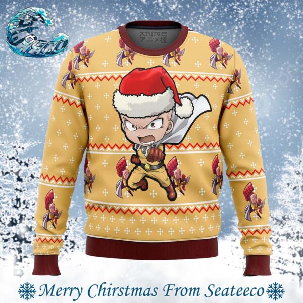 One Punch Man Chibi Saitama Best Xmas Ugly Christmas Sweater Gift For Men And Women