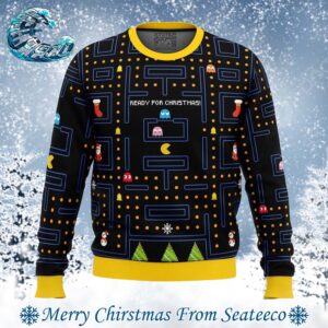 Pac Man Ready for Christmas Ugly Christmas Sweater Gift For Family