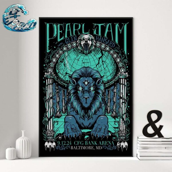 Pearl Jam Dark Matter World Tour 2024 Event Poster For Baltimore MD With Glen Hansard At CFG Bank Arena On September 12 2024 Poster Canvas