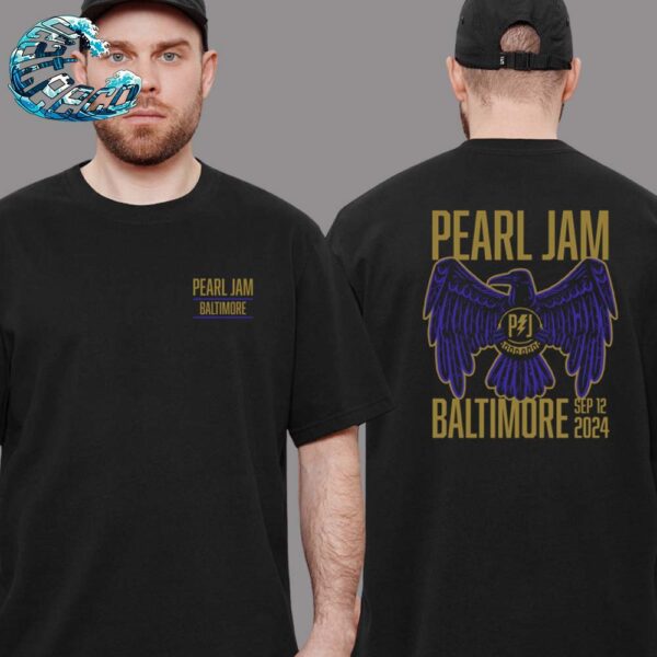 Pearl Jam Dark Matter World Tour 2024 Event Tee For Baltimore MD At CFG Bank Arena On September 12 2024 The Raven Artwork T-Shirt