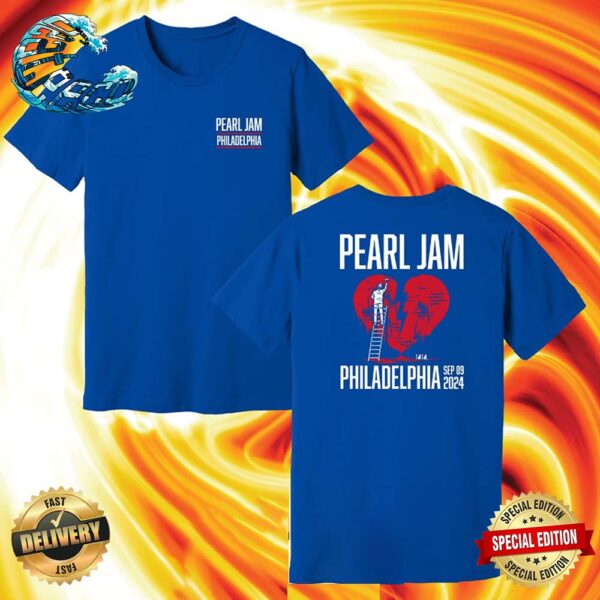 Pearl Jam Dark Matter World Tour 2024 Night 2 In Philadelphia Event Tee At PA Wells Fargo Center On September 9th 2024 Two Sides Print Vintage T-Shirt