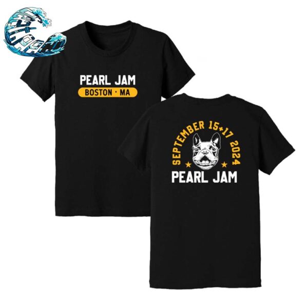 Pearl Jam Dark Matter World Tour 2024 Terrier Tee On September 15th And 17th At Fenway Park In Boston Massachusetts Two Sides Print Vintage T-Shirt