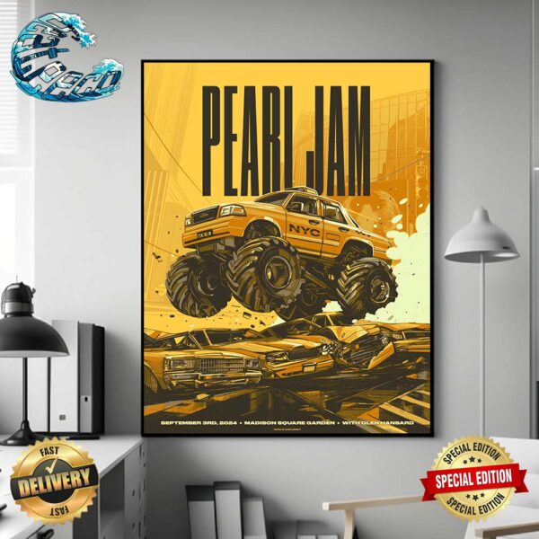 Pearl Jam Dark Matter World Tour With Special Guest Glen Hansard Poster For Tonight 1 In New York City At Madison Square Garden On September 3rd 2024 Poster Canvas