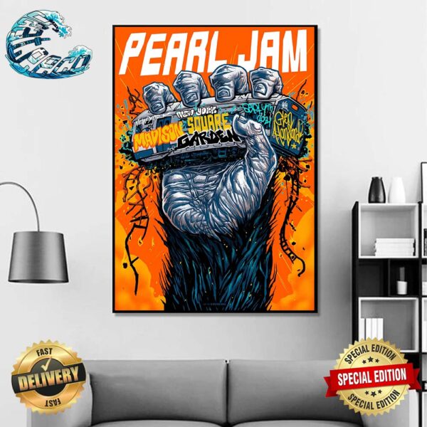 Pearl Jam Event Poster For Night Two In New York City At Madison Square Garden With Special Guest Glen Hansard On September 4th Dark Matter World Tour 2024 Decor Poster Canvas