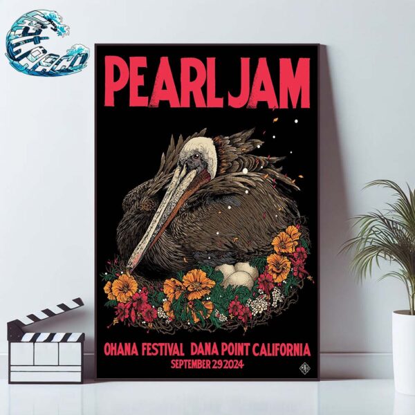 Pearl Jam Ohana Festival 2024 Night 2 Poster For Dana Point In California At Doheny State Beach On September 29 2024 Home Decor Poster Canvas