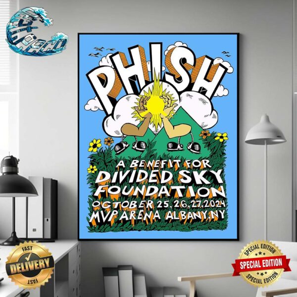 Phish Poster For Three-Night A Benefit For Divided Sky Foundation At MVP Arena In Albany NY On October 25 26 And 27 2024 Poster Canvas