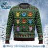 Pokemon Eating Candy Cane Charizard Best Knitted Ugly Christmas Sweater For Holiday