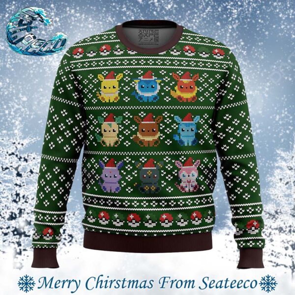 Pokemon Eevee Eeveelutions Best Knitted Ugly Christmas Sweater For Holiday