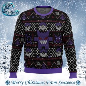 Pokemon Ghosts Gengar Ghastly Haunter Best Knitted Ugly Christmas Sweater For Holiday