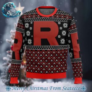 Pokemon Team Rocket Red Black Holiday Ugly Christmas Sweater Gift For Men And Women