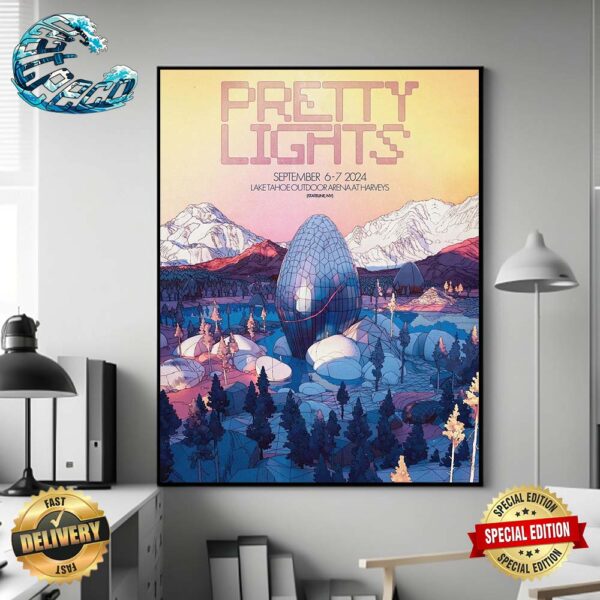 Pretty Lights Limited Poster In Stateline NV At Lake Tahoe Outdoor Arena at Harveys On September 6-7 2024 Home Decor Poster Canvas