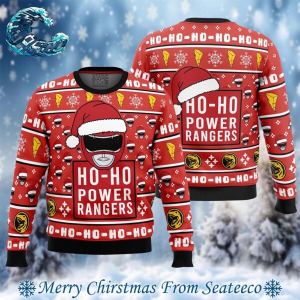 Red Ranger Ho-Ho Power Rangers Ugly Christmas Sweater Gift For Holiday 2024