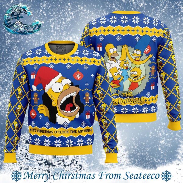 Santa Homer The Simpsons 2024 Ugly Christmas Sweater Gift For Holiday