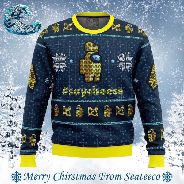 Say Cheese Among Us Best Xmas Ugly Christmas Sweater Gift For Men And Women