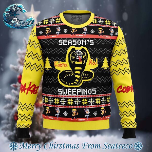 Seasons Sweepings Cobra Kai Holiday Ugly Christmas Sweater Gift For Men And Women